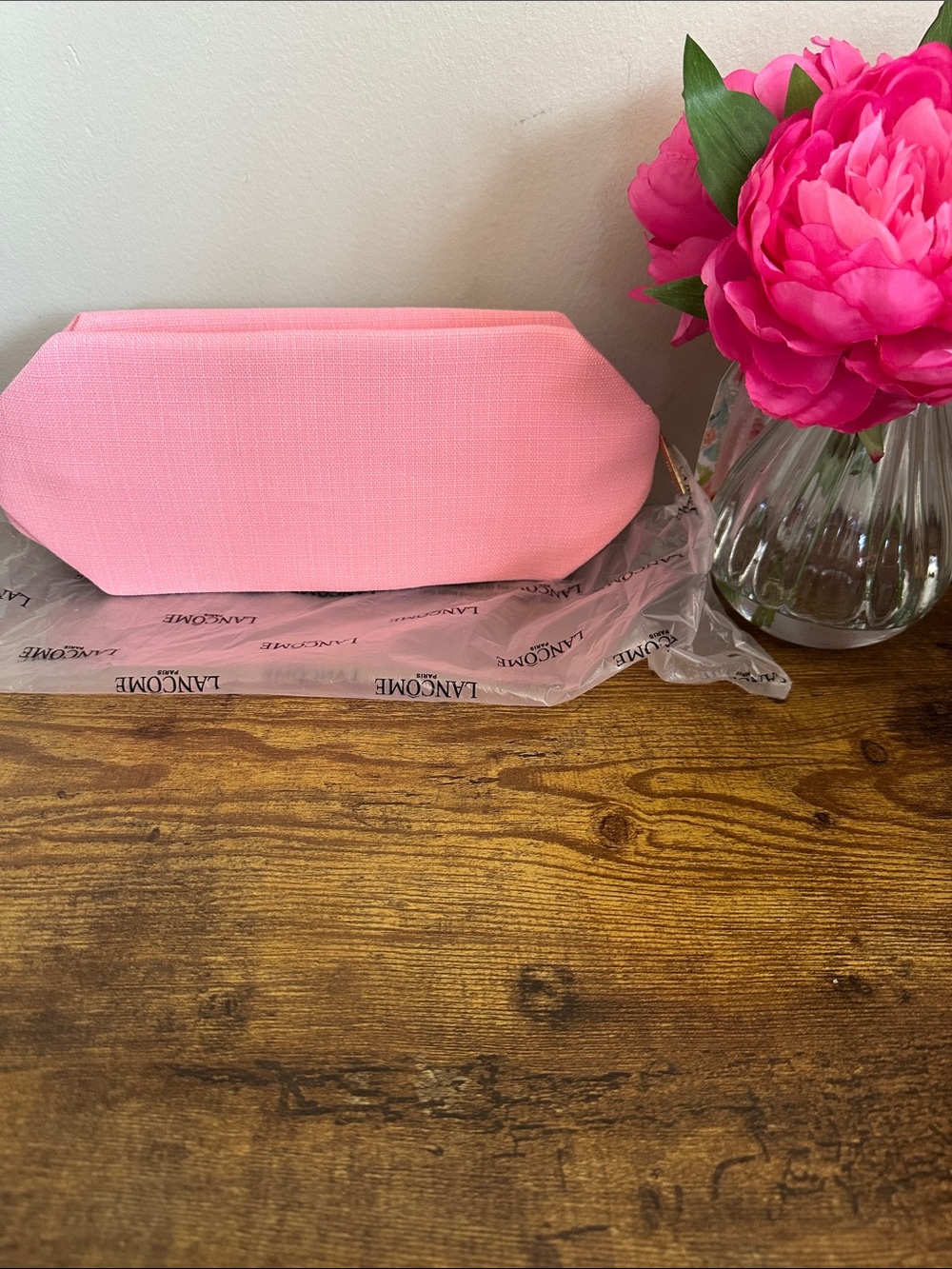 Lancome Pink Textured Cosmetic Clutch